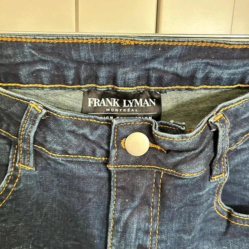 Frank Lyman Design Blue Jeans with Leopard Trim - Picture 3 of 5